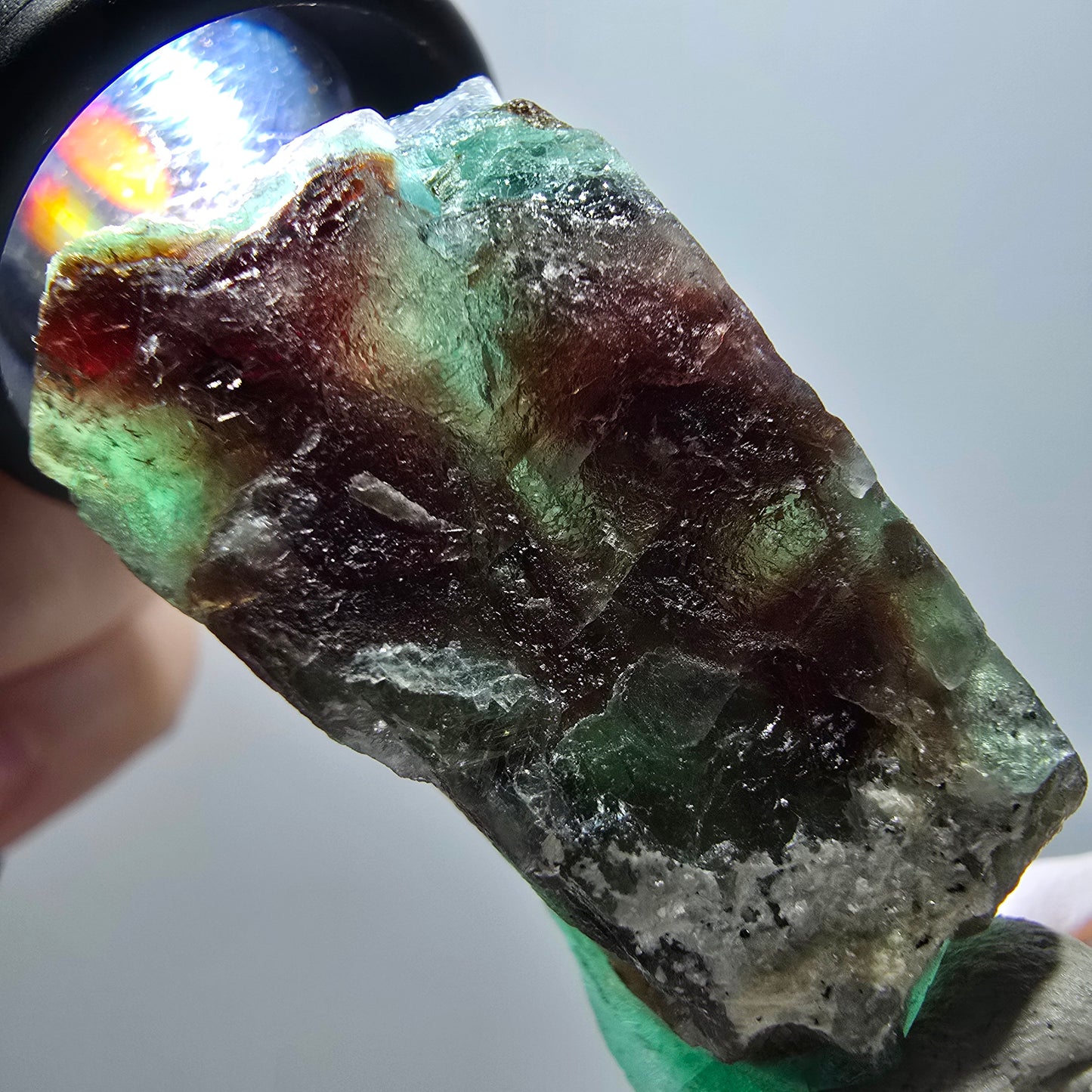 Spécimen cubique de fluorite fantôme très clair, vert-brun, Erongo, Namibie, 44*23*24 mm 