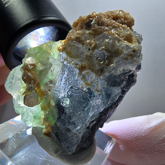 Phantom Fluorit Würfel, Schörl Turmalin, Muskovit Stufe Erongo, Namibia 42*26*23mm