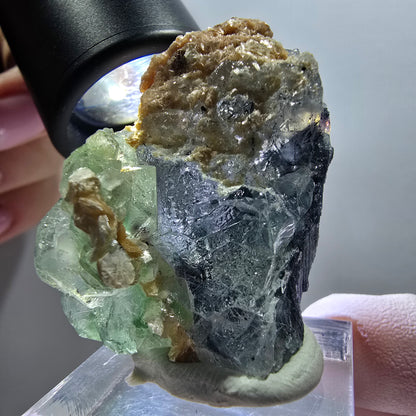 Phantom Fluorit Würfel, Schörl Turmalin, Muskovit Stufe Erongo, Namibia 42*26*23mm