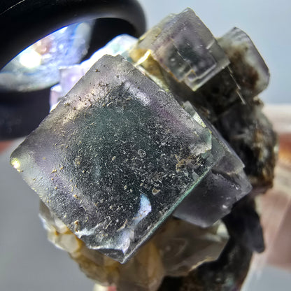 Seltene Phantom Fluorit Würfel, Quarz Stufe, grün lila Okorusu, Namibia 45*34*30mm