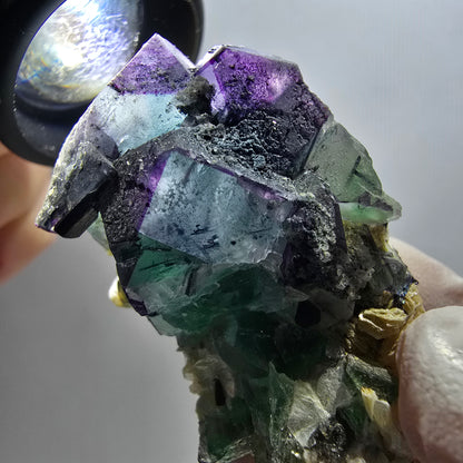 Phantom Fluorit Würfel, Schörl Turmalin, Muskovit Stufe Erongo, Namibia 62*32*30mm