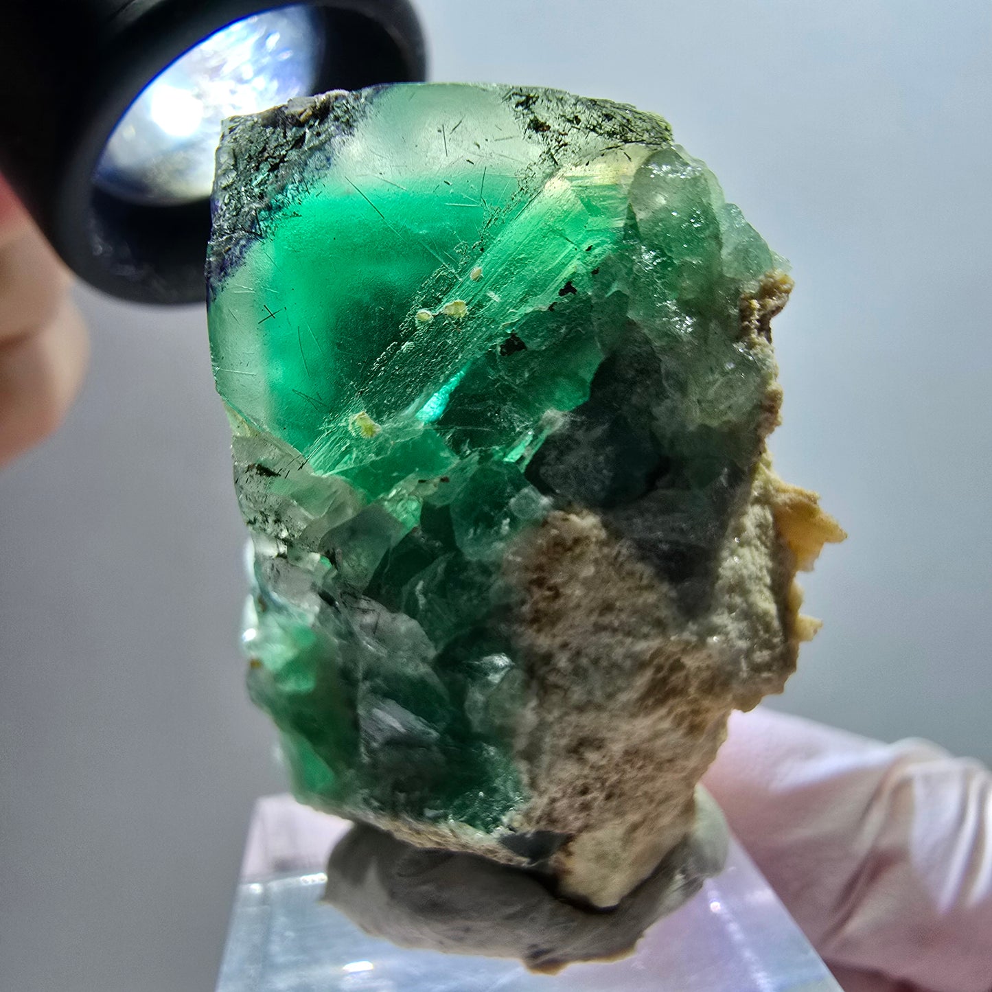 Cube de fluorite fantôme, spécimen d'orthose, vert et blanc, Erongo, Namibie 40*33*22 mm 