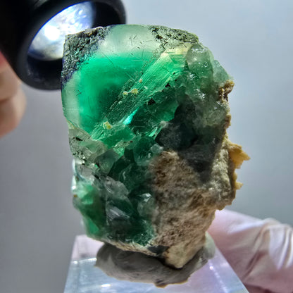 Cube de fluorite fantôme, spécimen d'orthose, vert et blanc, Erongo, Namibie 40*33*22 mm 