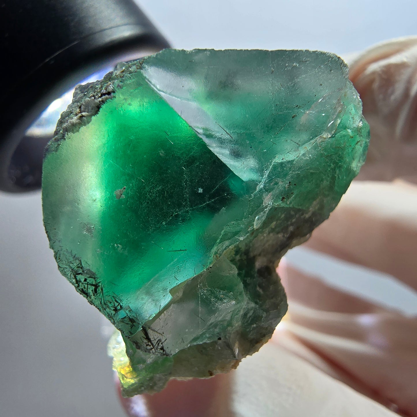 Cube de fluorite fantôme, spécimen d'orthose, vert et blanc, Erongo, Namibie 40*33*22 mm 