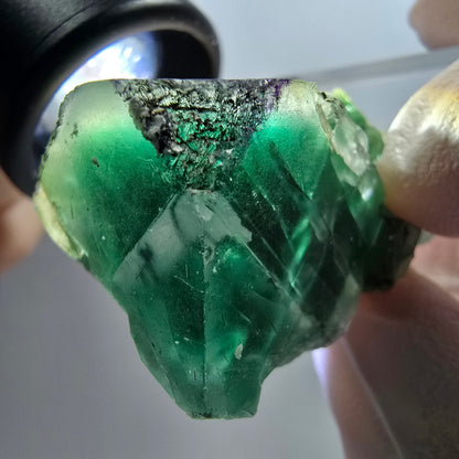 Cube de fluorite fantôme, spécimen d'orthose, vert et blanc, Erongo, Namibie 40*33*22 mm 