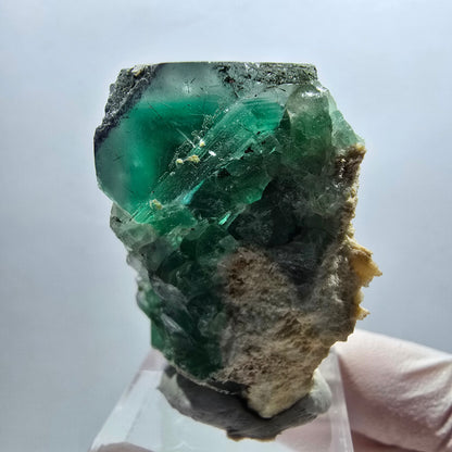 Cube de fluorite fantôme, spécimen d'orthose, vert et blanc, Erongo, Namibie 40*33*22 mm 