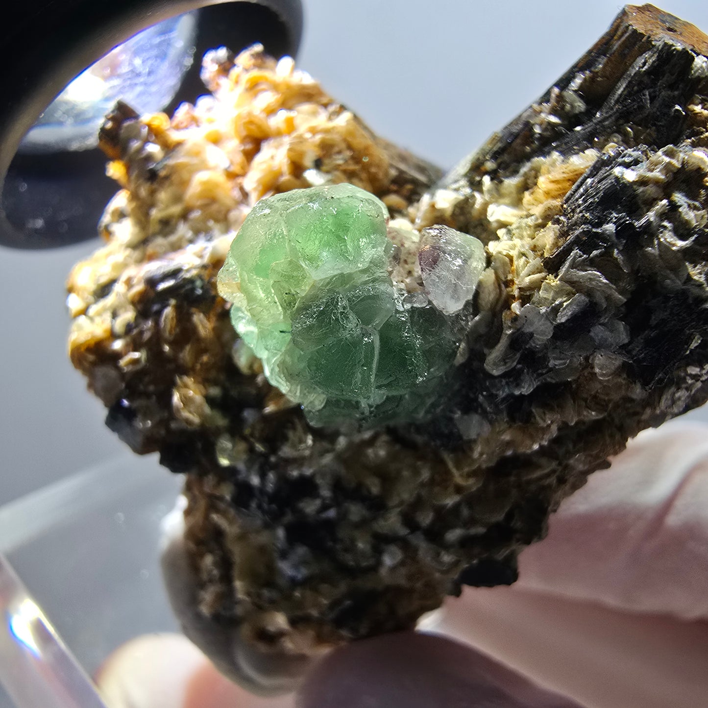 Phantom Phantom Fluorit Würfel, Muskovit, Schörl Turmalin Stufe Erongo, Namibia 51*42*29mm