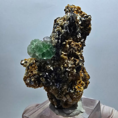 Phantom Phantom Fluorit Würfel, Muskovit, Schörl Turmalin Stufe Erongo, Namibia 51*42*29mm