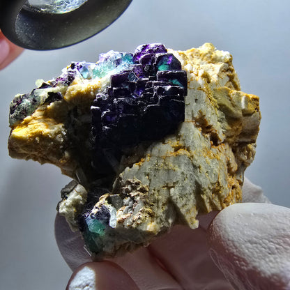 Phantom Fluorit Würfel, gestuft, Aquamarin, Orthoklas Stufe Erongo, Namibia 51*50*24mm