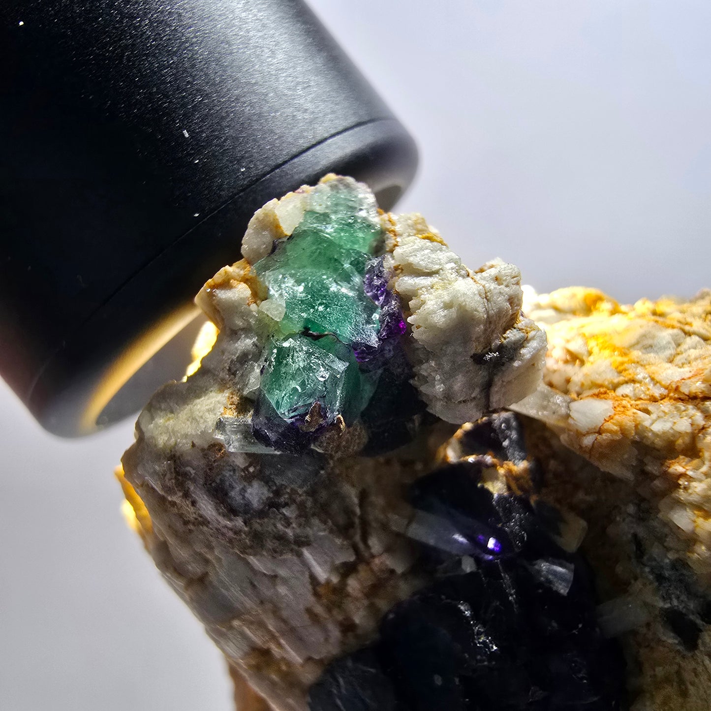 Phantom Fluorit Würfel, gestuft, Aquamarin, Orthoklas Stufe Erongo, Namibia 51*50*24mm