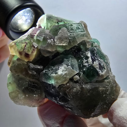 Cube de fluorite fantôme, quartz fumé, spécimen de muscovite d'Erongo, Namibie 56*52*41 mm 