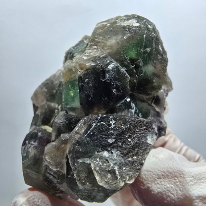 Cube de fluorite fantôme, quartz fumé, spécimen de muscovite d'Erongo, Namibie 56*52*41 mm 