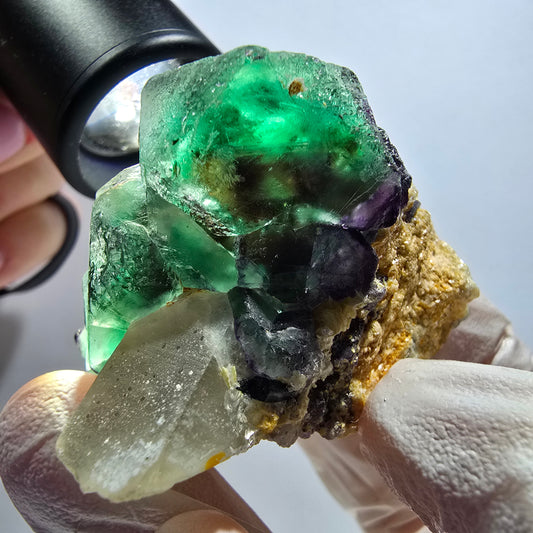 Phantom Fluorit Würfel, Rauchquarz, Muskovit, Schörl Turmalin Erongo, Namibia 56*45*42mm