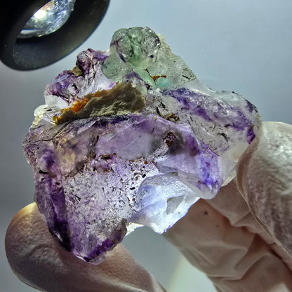 Fluorite fantôme transparente, muscovite, orthoclase, tourmaline Schörl, Erongo, Namibie, 46 x 32 x 30 mm 