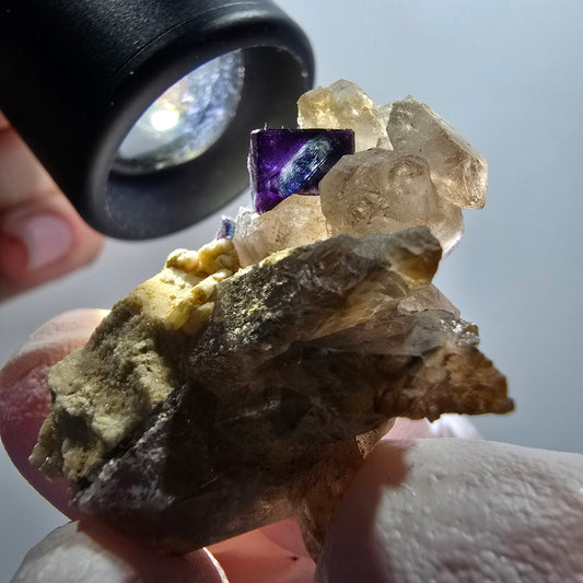 Phantom Fluorite Cube, Smoky Quartz, Orthoclase Specimen Erongo, Namibia 37*21*20mm 