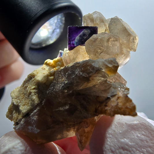 Phantom Fluorite Cube, Smoky Quartz, Orthoclase Specimen Erongo, Namibia 37*21*20mm 