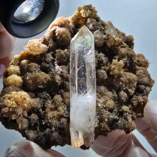 Seltene Phantom Rauchquarz Doppelender auf Matrix Goboboseb, Namibia 69*63*31mm