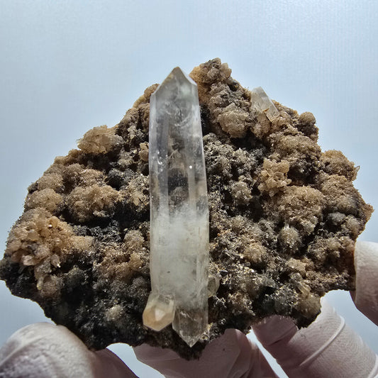 Seltene Phantom Rauchquarz Doppelender auf Matrix Goboboseb, Namibia 69*63*31mm