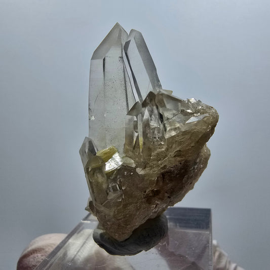Rare phantom fluorite, smoky quartz, muscovite specimen from Erongo, Namibia, 40*25*25mm 
