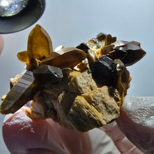 Seltene Rauchquarz, Schörl Turmalin, Orthoklas Stufe Erongo, Namibia 47*41*28mm