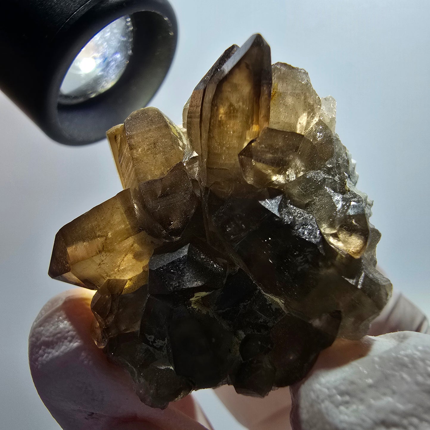 Rare spécimen d'orthose en quartz fumé à squelette fantôme transparent, Erongo, Namibie, 38*36*26 mm 