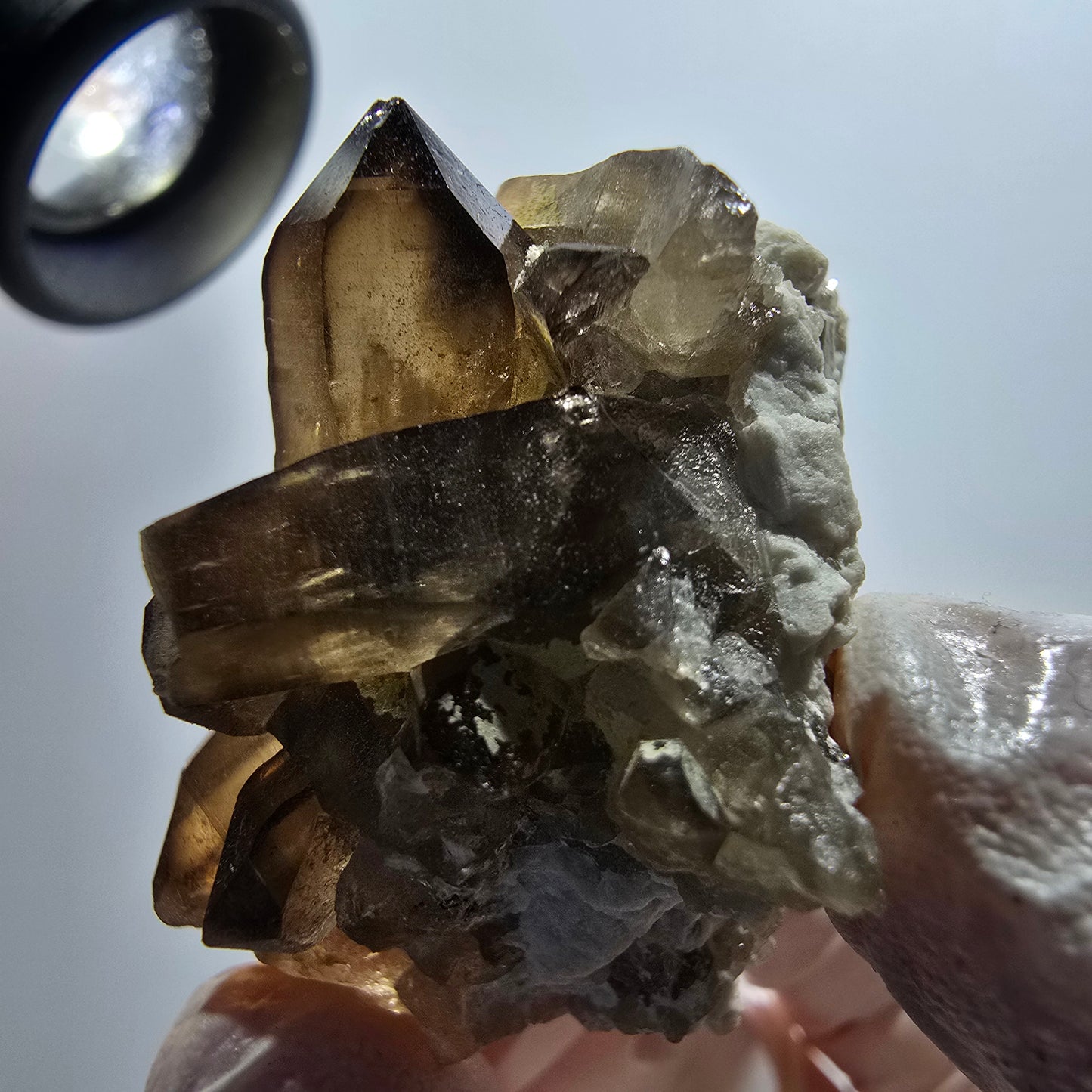 Rare spécimen d'orthose en quartz fumé à squelette fantôme transparent, Erongo, Namibie, 38*36*26 mm 