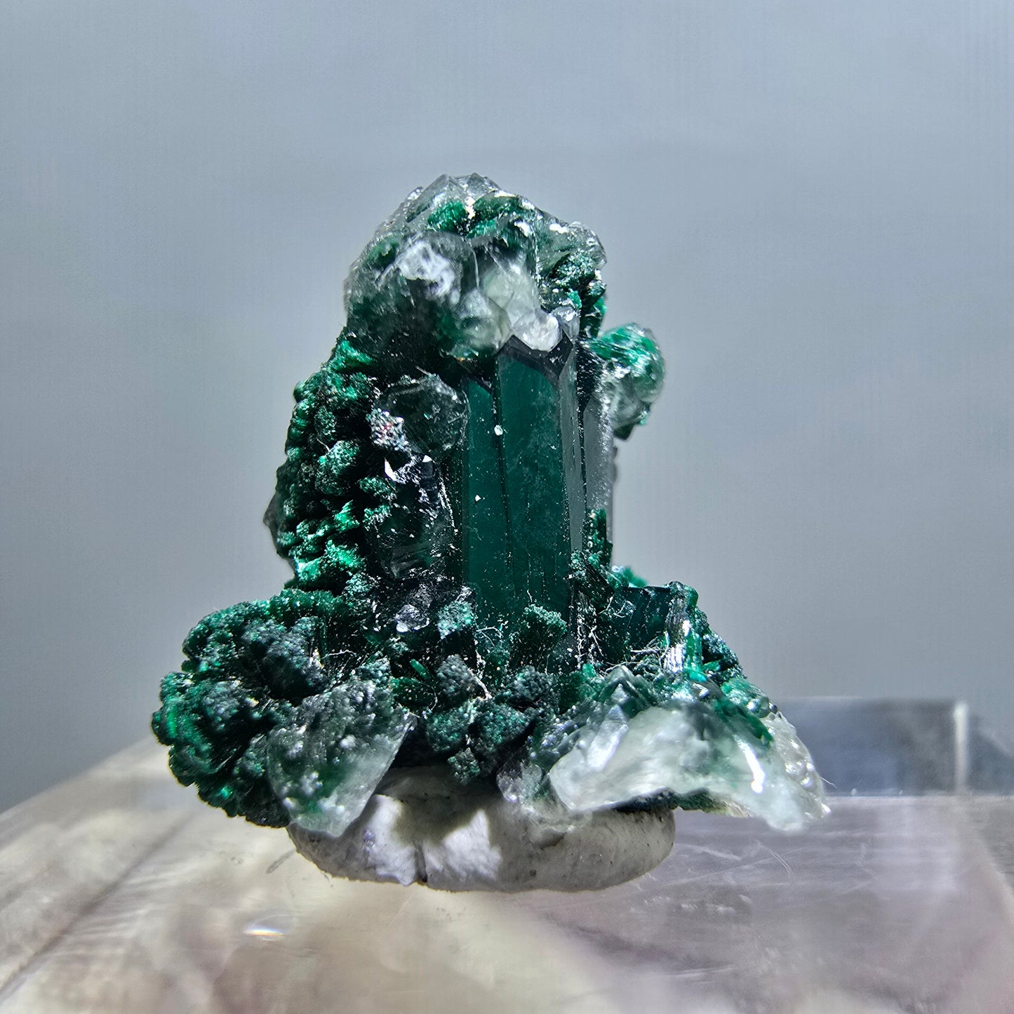 Seltene Dioptas XX, Calcit Stufe Republik Kongo 15*14*12mm