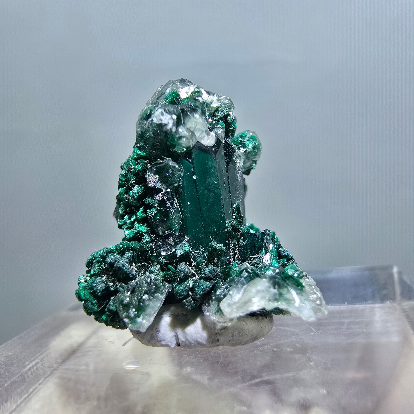 Seltene Dioptas XX, Calcit Stufe Republik Kongo 15*14*12mm