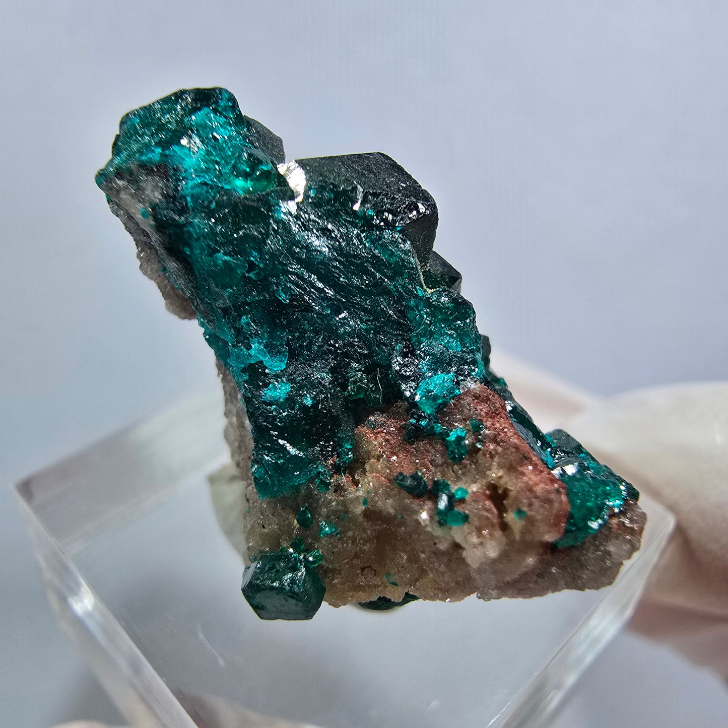 Seltene Dioptas XX, Calcit Stufe Republik Kongo 26*25*16mm