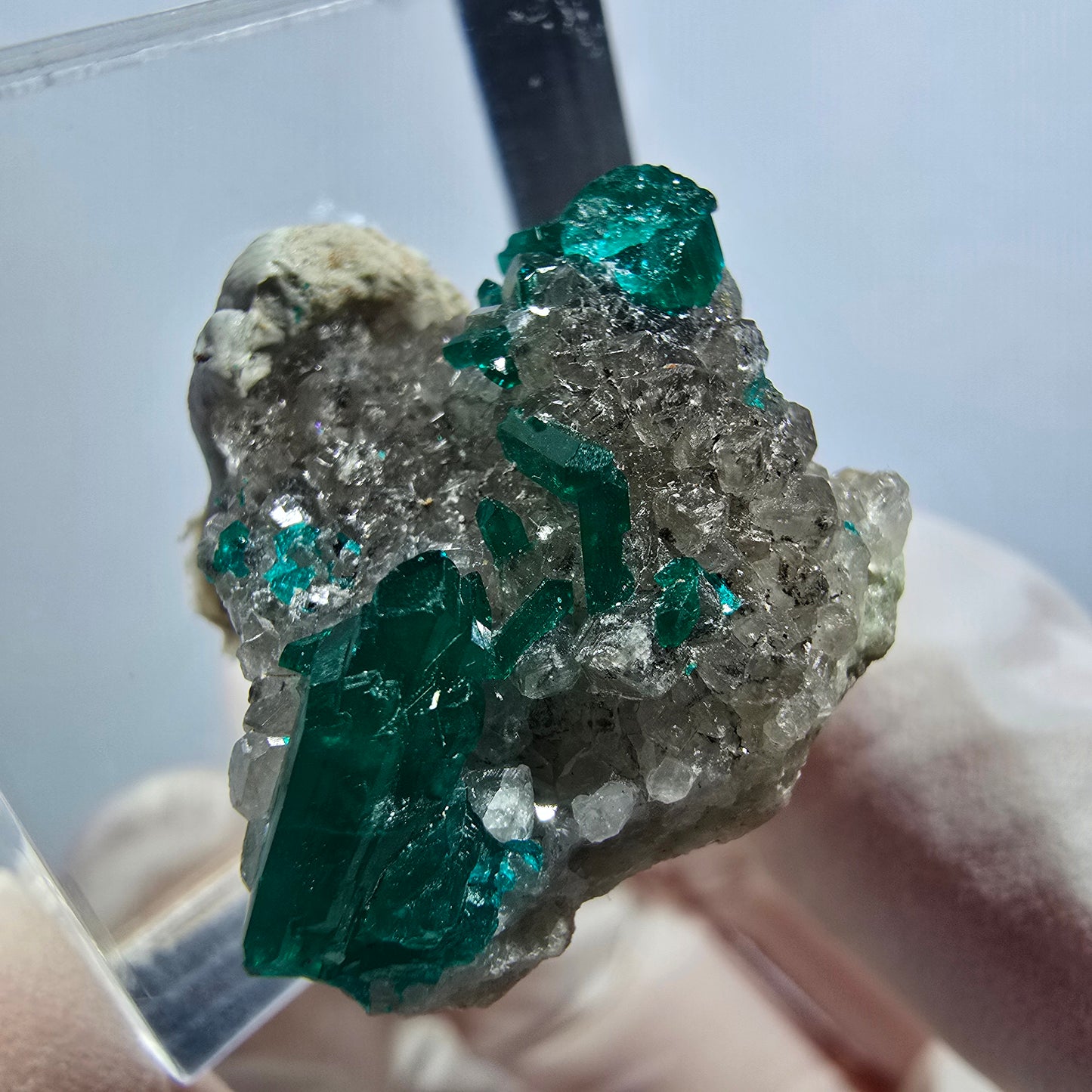 Seltene Dioptas XX, Calcit Stufe Republik Kongo 23*19*14mm