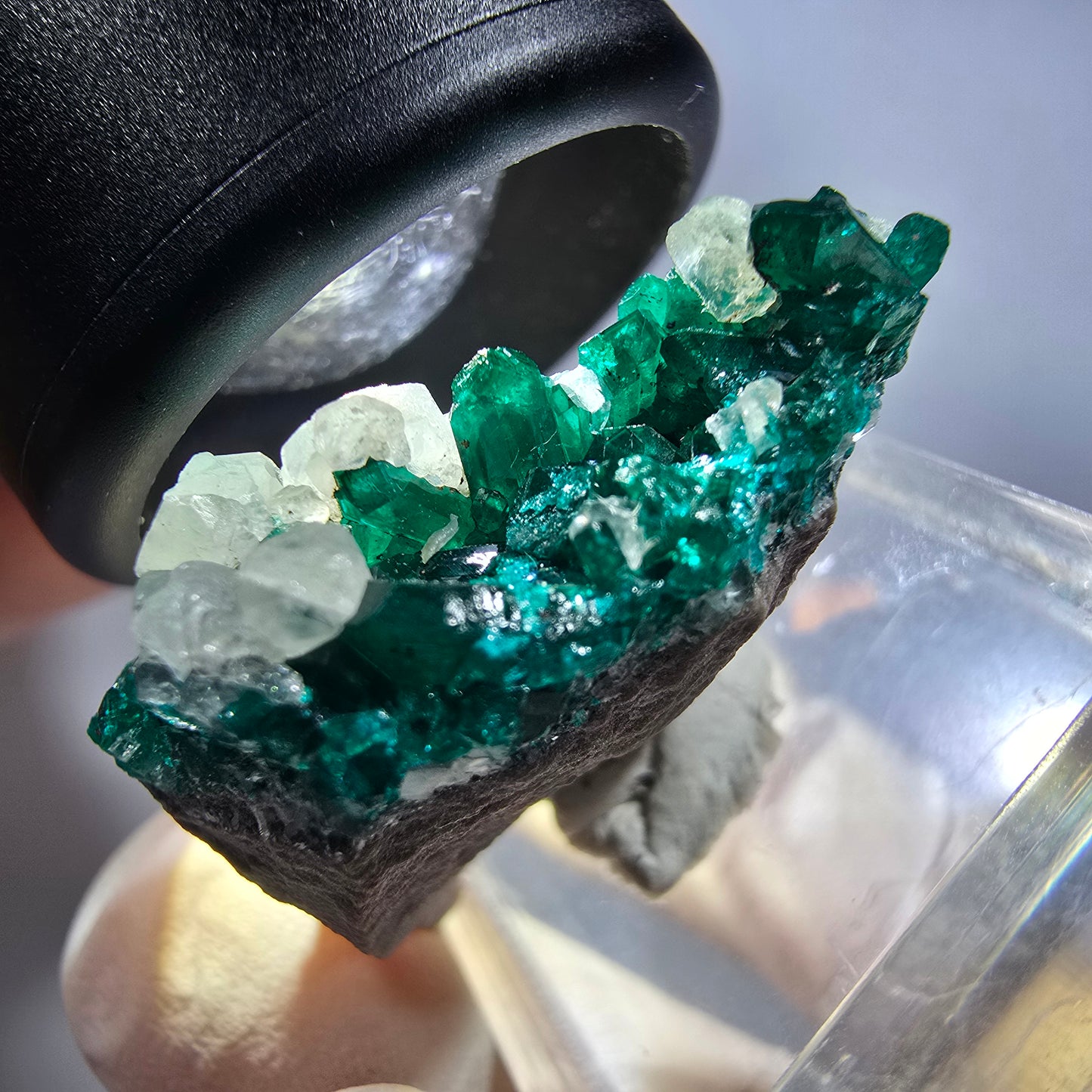 Seltene Dioptas XX, Calcit Stufe Republik Kongo 30*28*14mm