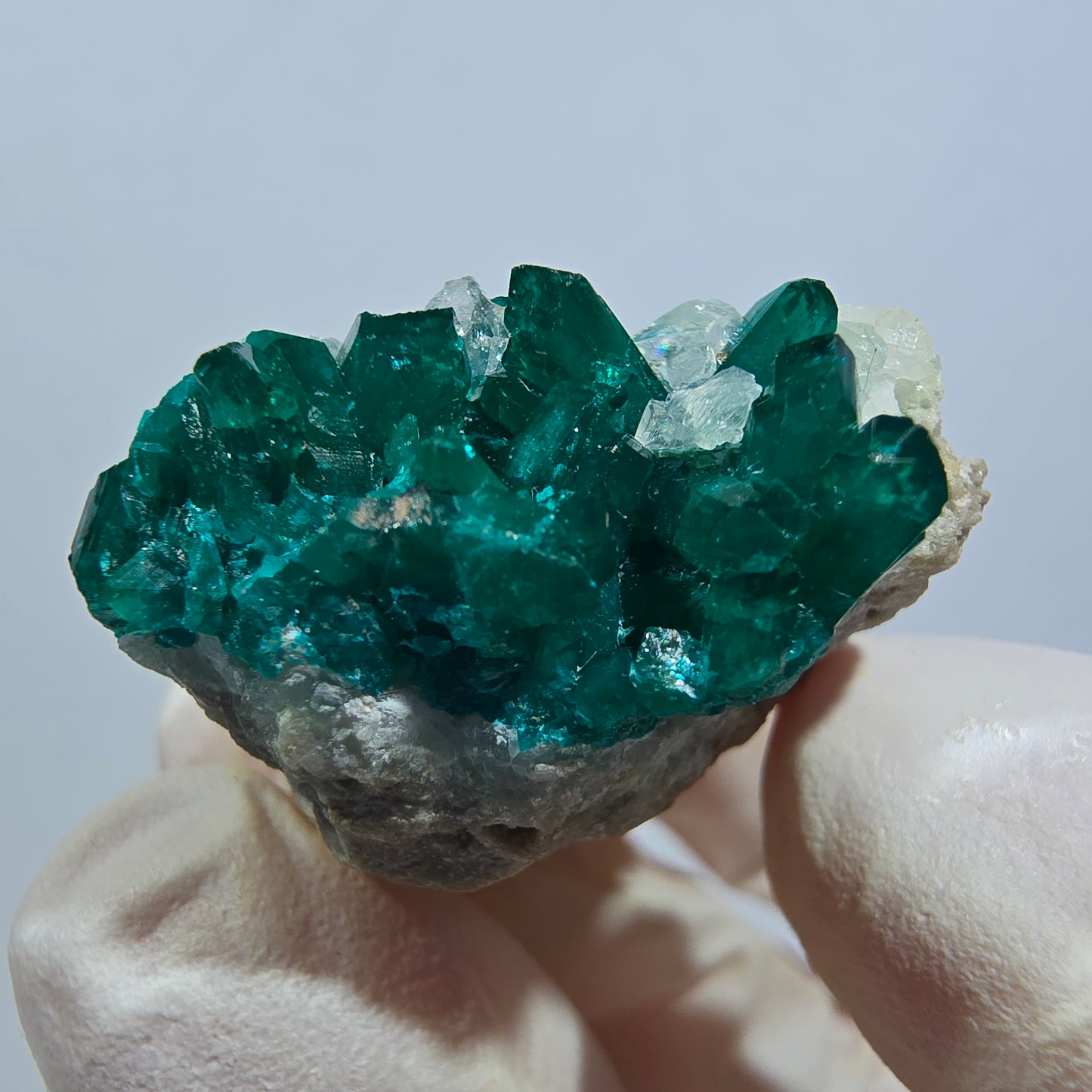 Seltene Dioptas XX, Calcit Stufe Republik Kongo 33*26*15mm