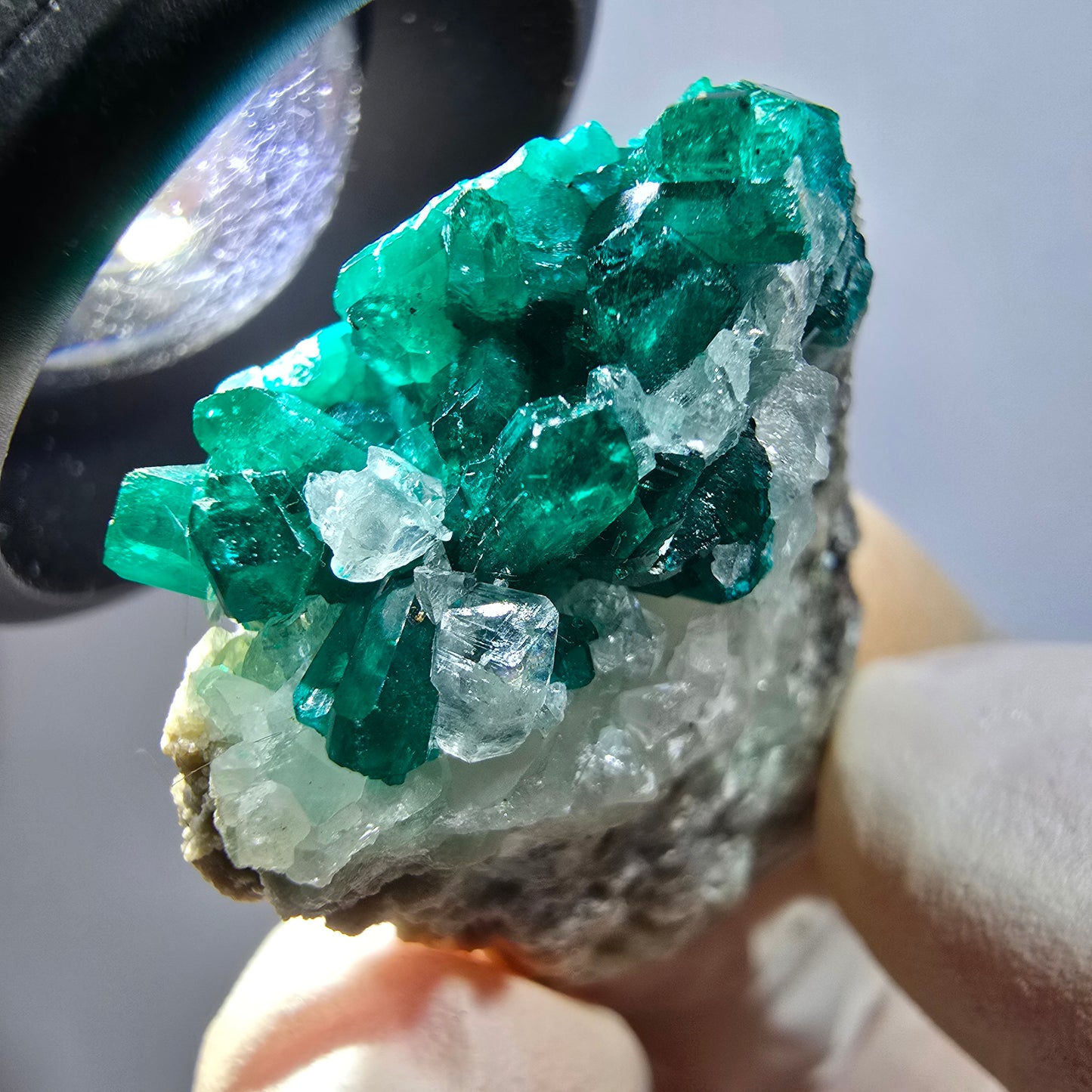 Seltene Dioptas XX, Calcit Stufe Republik Kongo 33*26*15mm