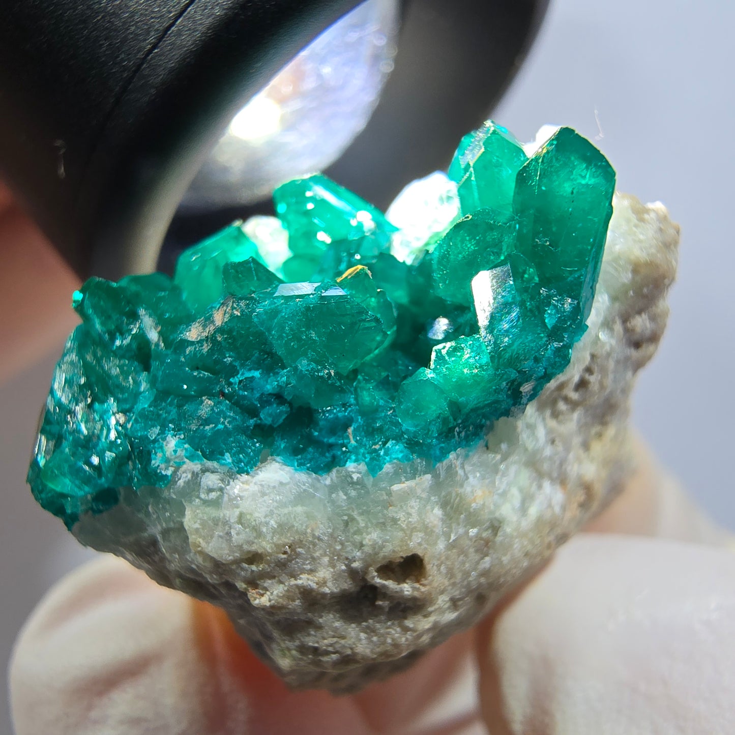 Seltene Dioptas XX, Calcit Stufe Republik Kongo 33*26*15mm