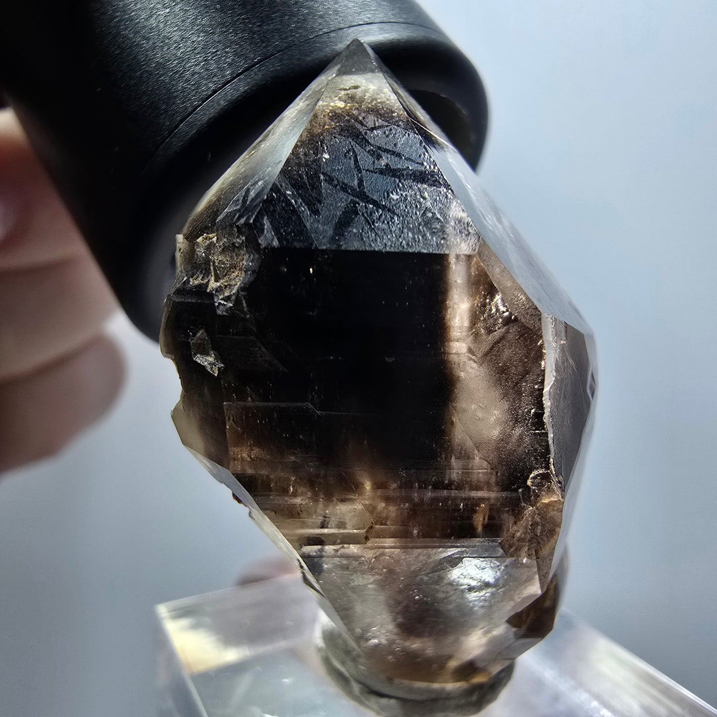 Rare Sceptre Squelette Fantôme Quartz Fumé Squelette Goboboseb, Namibie 39*24*18mm 