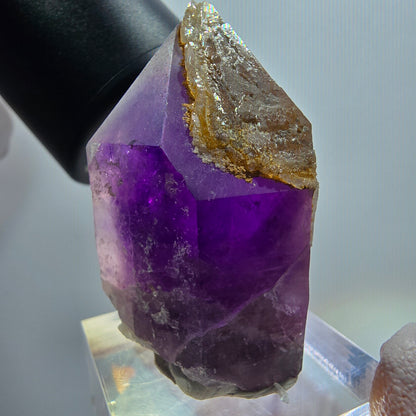 Pointe de sceptre fantôme en améthyste squelette rare, Goboboseb, Namibie, 37 x 26 x 21 mm