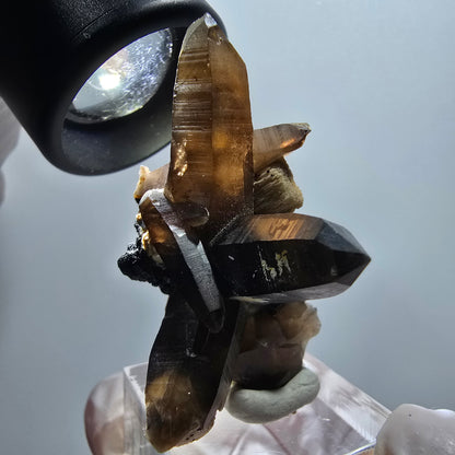 Quartz fumé fantôme squelette, spécimen d'orthose d'Erongo, Namibie 48*30*28 mm 