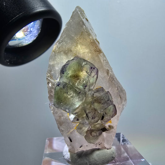 Phantom Fluorit Würfel, Rauchquarz, Schörl Turmalin Stufe Erongo, Namibia 42*24*14mm