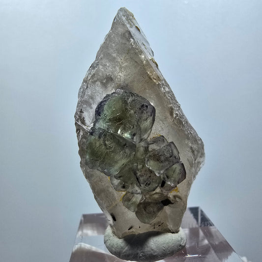 Phantom Fluorit Würfel, Rauchquarz, Schörl Turmalin Stufe Erongo, Namibia 42*24*14mm