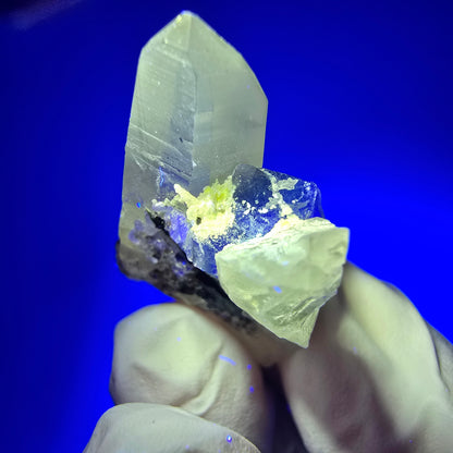 Phantom Skelett Rauchquarz, Fluorit, Schörl Turmalin Stufe Erongo, Namibia 37*20*13mm