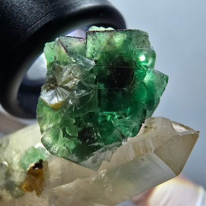 Phantom Fluorit, Skelett Rauchquarz, Muskovit Stufe Erongo, Namibia 36*25*25mm