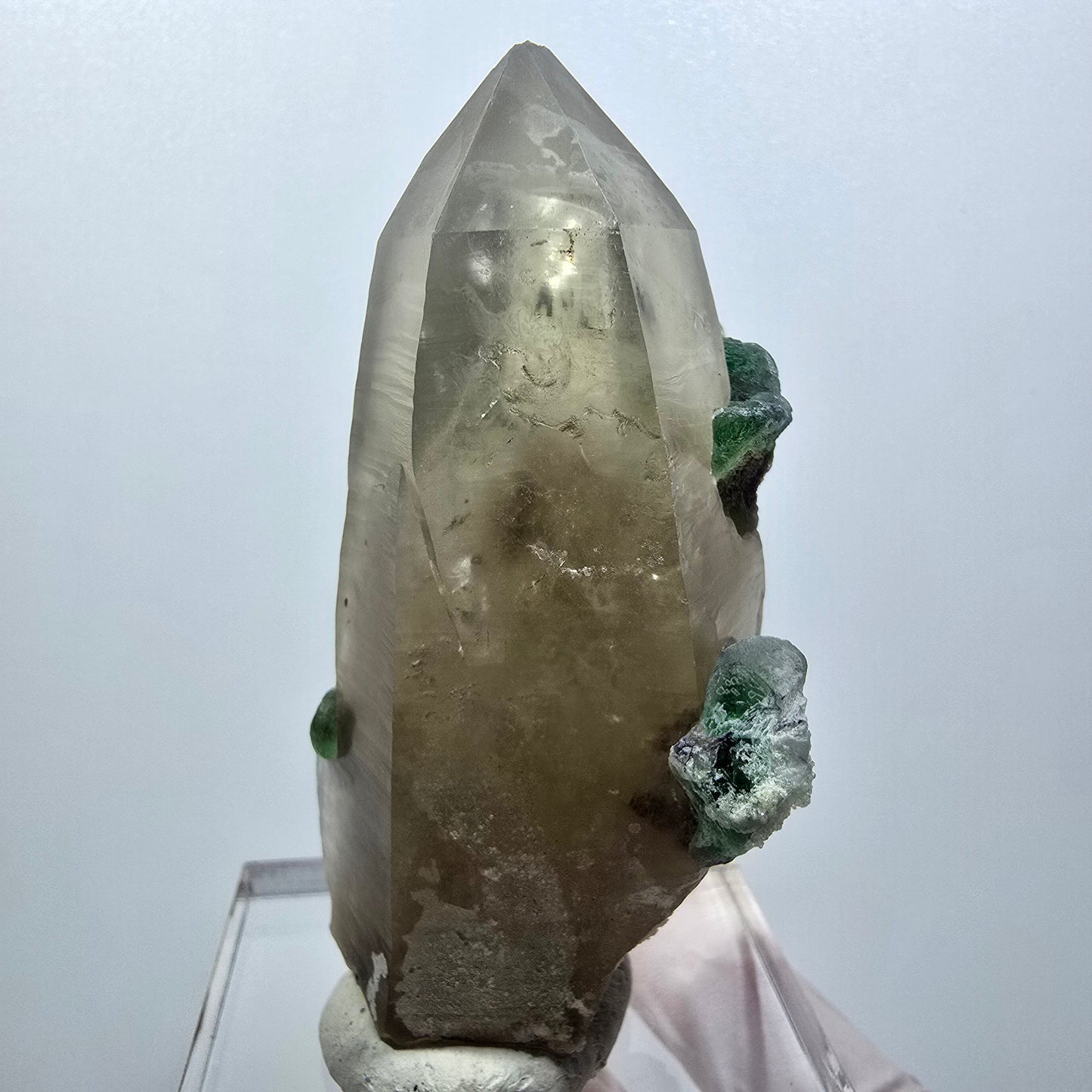 Phantom Fluorit, Skelett Rauchquarz, Hyalit Opal Stufe Erongo, Namibia 75*34*27mm