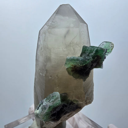 Phantom Fluorit, Skelett Rauchquarz, Hyalit Opal Stufe Erongo, Namibia 75*34*27mm