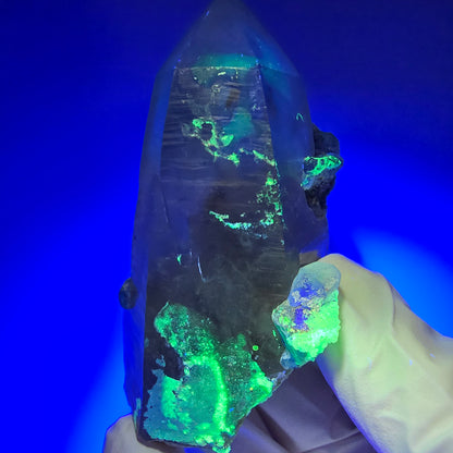 Phantom Fluorit, Skelett Rauchquarz, Hyalit Opal Stufe Erongo, Namibia 75*34*27mm
