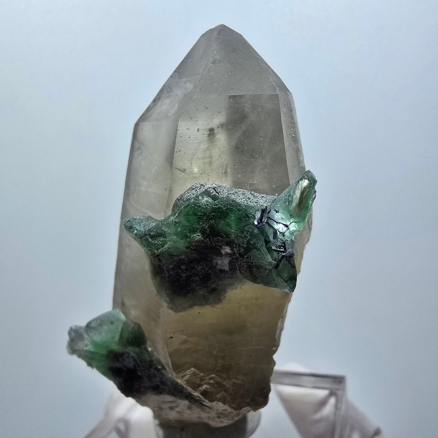 Phantom Fluorit, Skelett Rauchquarz, Hyalit Opal Stufe Erongo, Namibia 75*34*27mm