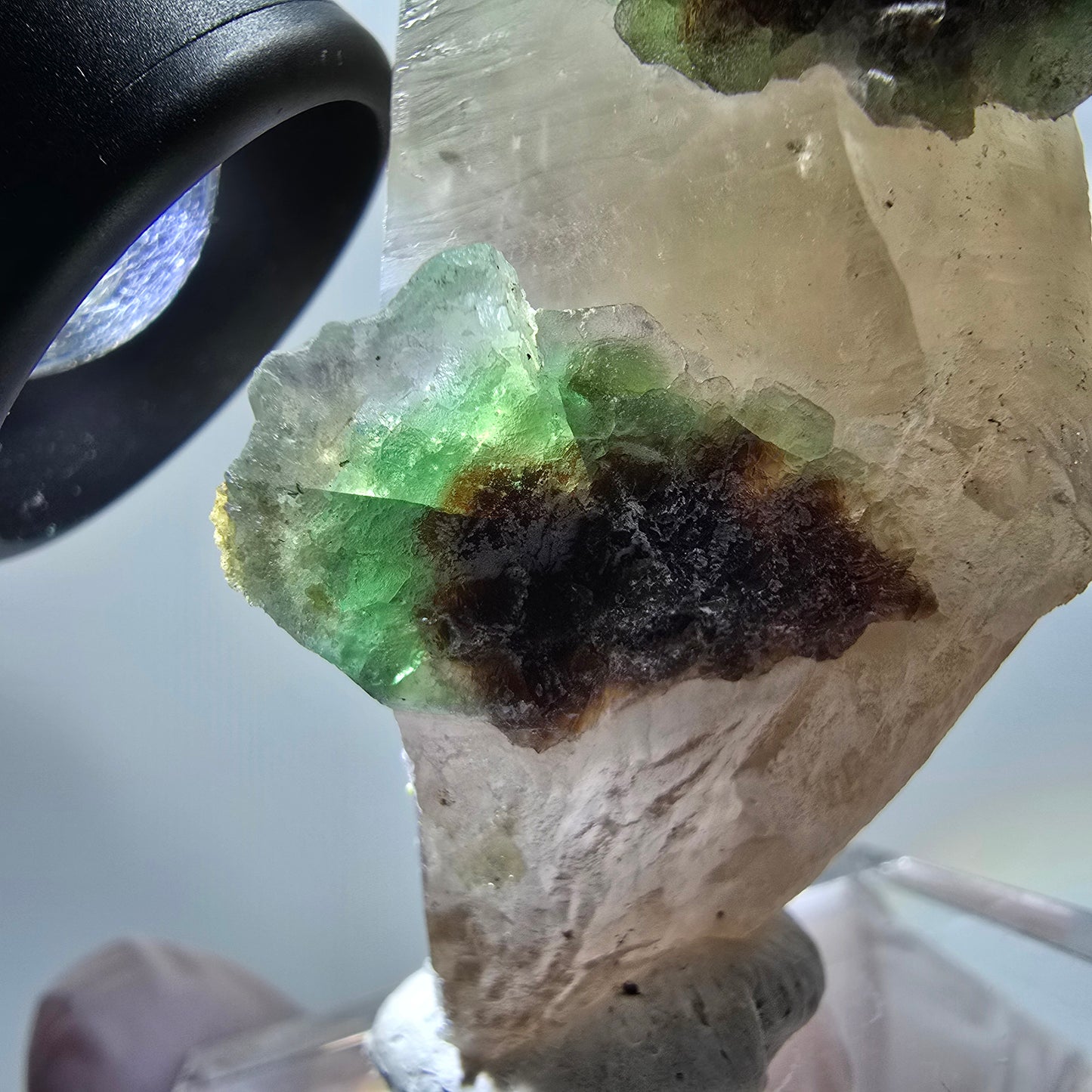 Phantom Fluorit, Skelett Rauchquarz, Hyalit Opal Stufe Erongo, Namibia 75*34*27mm