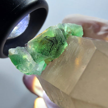 Phantom Fluorit, Skelett Rauchquarz, Hyalit Opal Stufe Erongo, Namibia 75*34*27mm