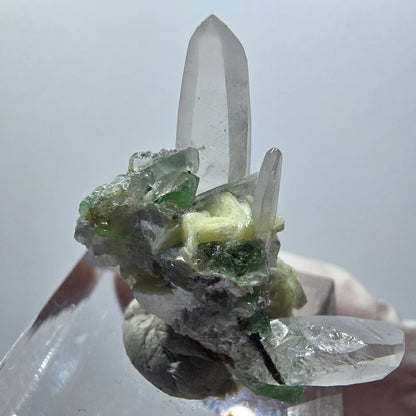 Phantom Fluorit, Skelett Rauchquarz, Muskovit Stufe Erongo, Namibia 31*18*13mm