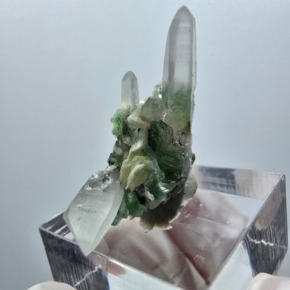 Phantom Fluorit, Skelett Rauchquarz, Muskovit Stufe Erongo, Namibia 31*18*13mm