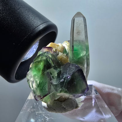 Phantom Fluorite Cube, Smoky Quartz, Muscovite Specimen Erongo, Namibia 28*20*17mm 